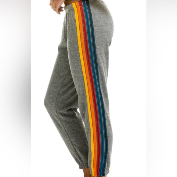 Aviator Nation 5 Stripe Sweatpants - Heather Grey - Picture 4 of 4